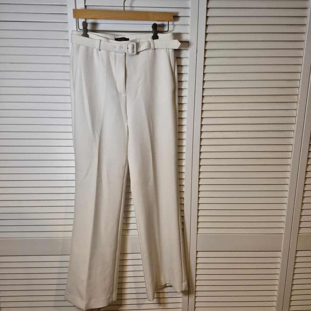 Ann‎ Taylor White Belted Trouser Pants 2 Career Business Classic Staple NWT